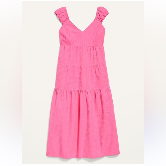 Old Navy Sleeveless Fit & Flare Tiered Smocked Seersucker All-Day Maxi Dress - Picture 3 of 14